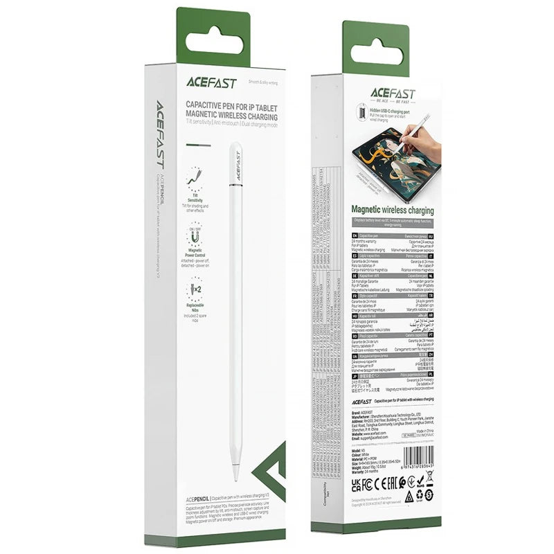Acefast V3 Universal Capacitive Pen with Wireless Charging for iPad