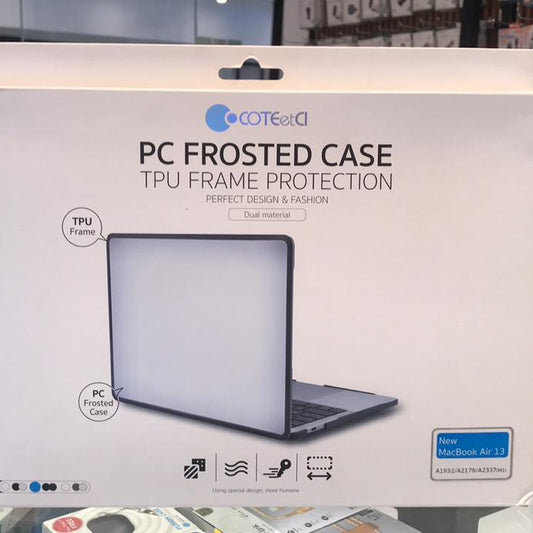 Coteci PC Frosted Case for Macbook Air 13 Inch (A1932/A2179/A2337) Black