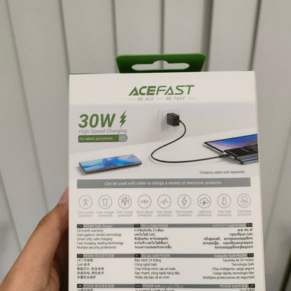 ACEFAST A141 PD30W GaN SINGLE USB-C FAST CHARGER BLACK