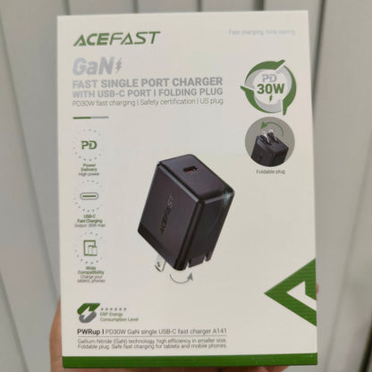 ACEFAST A141 PD30W GaN SINGLE USB-C FAST CHARGER BLACK